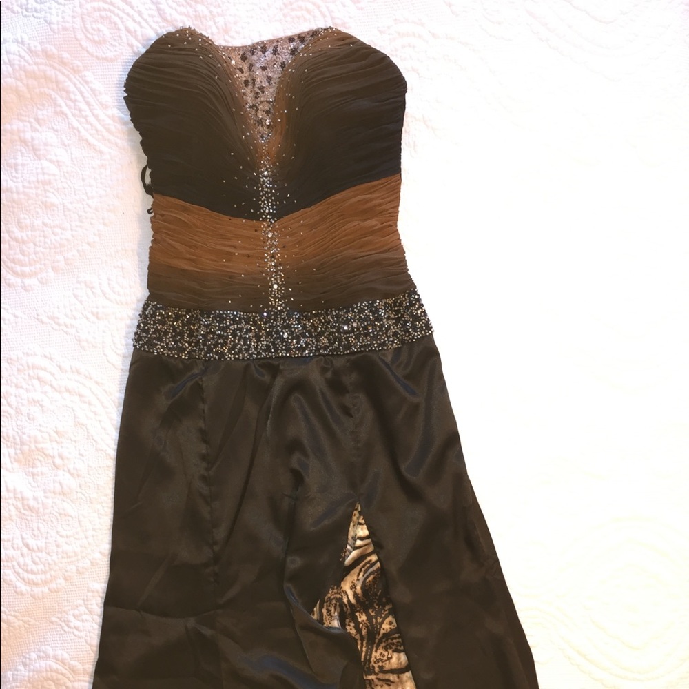 Alyce Designs multi print prom dress
